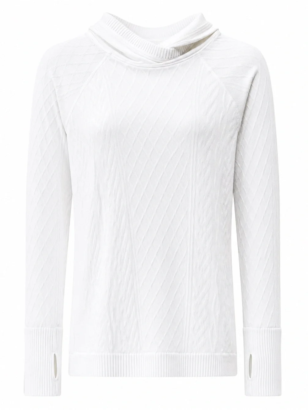 Lululemon Rest Less Hoodie White Textured Seamless Thumbholes Size 4